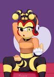  arthropod balls bee charmy_bee clothed clothing collar erection eyelashes gloves half-closed_eyes half-dressed insect looking_at_viewer male penis pose raised_arm rawenski sega shirt sitting solo sonic_(series) spread_legs spreading wings 