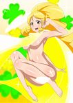  :d barefoot blonde_hair blush breasts cure_honey eyelashes happinesscharge_precure! happy henshin jabara_tornado large_breasts long_hair looking_at_viewer magical_girl nude oomori_yuuko open_mouth ponytail precure smile solo transformation wide_ponytail yellow_eyes 