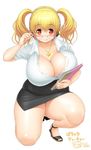  :p adjusting_eyewear artist_name blouse breasts cleavage dress_shirt formal full_body glasses huge_breasts jpeg_artifacts nitroplus pencil_skirt satsurikuin_ouka shirt signature skirt super_pochaco teacher thick_thighs thighs tongue tongue_out tsuji_santa twintails unbuttoned 