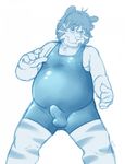  balls blue_and_white bravo bulge chubby claws clothing feline hair looking_at_viewer male mammal muscles pecs penis plain_background sketch solo standing tiger tight_clothing white_background wrestling_singlet 