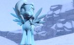  blue_skin cgi equine female horse mammal mountain my_little_pony pegasus pony smile snow snowdrop_(mlp) solo source_filmmaker spread_wings wings 