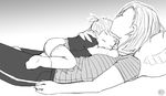  android_18 baby crazyjen diaper dragon_ball dragon_ball_z greyscale marron monochrome mother_and_daughter multiple_girls short_hair sleeping two_side_up 