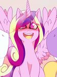  cute equine female feral friendship_is_magic fur group happy hi_res horn horse mammal my_little_pony open_mouth pink_fur pony princess princess_cadance_(mlp) princess_cadence royalty smile solo solo_focus surprise violise wing_boner winged_unicorn wings 
