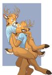  bottomless brothers cervine clothing cradling deer demicoeur duo embrace gay hand_on_chest hooves horn incest kissing leg_wrap love male mammal shirt sibling twincest twins undressing white-tail young 