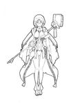  1girl bodysuit book character_request eyes_closed female glasses kosumone kyoukaisenjou_no_horizon monochrome short_hair solo staff weapon 