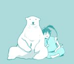  alternate_costume bad_id bad_pixiv_id bear crossed_legs long_hair maeda_keiji monkey npn polar_bear ponytail sengoku_basara simple_background sitting smile yumekichi 