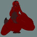  anthro black_nose blue_eyes breasts canine chest_tuft female fox foxxy_styles fur grey_fur hair here-kitty--kitty mammal nipples nude plain_background presenting presenting_pussy pussy red_fur red_hair red_nipples solo toes tuft 