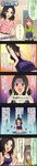  4koma 5koma black_hair bow braid brown_hair character_name cinderella_girls_gekijou colorized comic green_eyes hair_bow highres idolmaster idolmaster_cinderella_girls long_hair long_image multiple_girls necktie official_art orange_eyes senkawa_chihiro single_braid souma_natsumi tall_image translated 