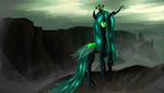  changeling female feral friendship_is_magic green_eyes green_hair hair hi_res long_hair my_little_pony queen_chrysalis_(mlp) solo toxicpon 