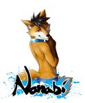  canine collar fox male mammal nanabi_ashiro one_eye_closed shynjy solo wink 