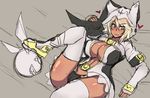  alternate_breast_size alternate_costume arc_system_works arm_support blush breasts cleavage cleavage_cutout creature dark_skin familiar grin guilty_gear guilty_gear_xrd hat heart hood jacket large_breasts long_hair looking_at_viewer lucifero lying nightmare-doom on_back orange_eyes ramlethal_valentine revealing_clothes smile thighhighs tsurime white_hair wings 