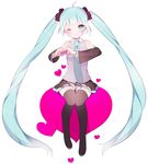  aqua_eyes aqua_hair bad_id bad_pixiv_id hatsune_miku heart long_hair one_eye_closed ribbon sitting smile solo twintails uttao vocaloid 