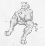  big_breasts bovine breasts cattle dukebarbatos female greyscale horn huge_breasts mammal monochrome nude pencil pussy sketch solo 