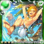  1boy 2012 2013 :d anklet artist_name blonde_hair braid copyright_name guilty_dragon happy jewelry male_focus open_mouth palm_tree shirtless shorts smile solo star suuren_(guilty_dragon) tree water yamatsuki_sou yellow_eyes 