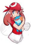  bandana blue_eyes brown_hair gen_3_pokemon haruka_(pokemon) hug long_hair mudkip pokemon pokemon_(creature) pokemon_(game) sho-n-d smile upper_body 