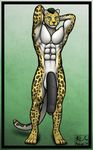  4_toes abs anthro aolun aolun_(artist) balls biceps big_balls big_penis black_fur black_hair body_markings cheetah digitigrade feline fur green_eyes green_hair hair hindpaw huge_penis humanoid_penis hyper hyper_penis king_cheetah long_penis looking_at_viewer male mammal markings muscles nude paws pecs penis plain_background pose solo spots toes toned uncut vein white_fur yellow_fur 