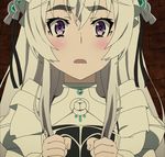  blush chaika_trabant highres hitsugi_no_chaika long_hair purple_eyes screencap silver_hair solo 