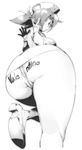  ass body_writing breasts dated gloves greyscale hat large_breasts long_hair monochrome nurse nurse_cap orushibu partially_visible_anus partially_visible_vulva ponytail skullgirls solo surgical_mask v valentine_(skullgirls) 