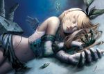  absurdres air_bubble anchor asphyxiation black_panties blonde_hair breath bubble closed_eyes death drowning elbow_gloves gloves highleg highleg_panties highres kantai_collection leung_lik_hang long_hair panties realistic rensouhou-chan shimakaze_(kantai_collection) submerged underwater underwear white_gloves 