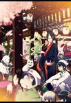  6+boys architecture bad_id bad_pixiv_id beard black_eyes black_hair bottle bunny cat character_request club east_asian_architecture enma_daiou_(hoozuki_no_reitetsu) facial_hair flower hair_flower hair_ornament hakutaku_(hoozuki_no_reitetsu) hoozuki_(hoozuki_no_reitetsu) hoozuki_no_reitetsu ichiko_(hoozuki_no_reitetsu) japanese_clothes karashi_(hoozuki_no_reitetsu) karauri_(hoozuki_no_reitetsu) kimono kiseru koban_(hoozuki_no_reitetsu) letterboxed momotarou_(hoozuki_no_reitetsu) multiple_boys multiple_girls nasubi_(hoozuki_no_reitetsu) niko_(hoozuki_no_reitetsu) okou_(hoozuki_no_reitetsu) pipe sake_bottle shirtless spiked_club weapon yadokugaeru 