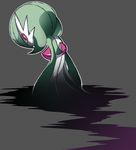  from_behind gardevoir green_hair looking_back lotosu nintendo no_humans pokemon red_eyes shadow short_hair solo 