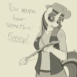  anthro anthrofied black_and_white blood bullets clothing devs-iratvs dialog english_text equine eyewear female friendship_is_magic glasses greyscale hat horn knife kukri looking_at_viewer mammal monochrome my_little_pony rag sniper_(team_fortress_2) solo sunglasses team_fortress_2 text twilight_sparkle_(mlp) unicorn 