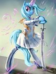  equine female friendship_is_magic hi_res horn horse looking_at_viewer mammal my_little_pony parody pony signature silfoe solo sword trixie_(mlp) unicorn weapon 