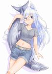  animal_tail bigger_version_at_the_source breasts duo female hair human kasai14 mammal smile white_hair wolf_ears wolf_tail 