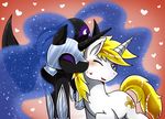  &lt;3 blush cute duo equine eyes_closed female friendship_is_magic horn horse kissing male mammal my_little_pony nightmare_moon_(mlp) one_eye_closed original_character pony unicorn vavacung winged_unicorn wings 