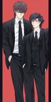  black_hair brown_hair emiya_kiritsugu fate/zero fate_(series) formal kotomine_kirei moratorian multiple_boys suit 