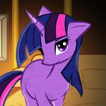  bed bedroom_eyes equine female feral friendship_is_magic hair horn horse inside looking_at_viewer mammal my_little_pony pony purple_eyes purple_hair seductive smile solo standing twilight_sparkle_(mlp) unicorn 