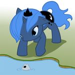  cute equine female feral fish friendship_is_magic horn horse mammal marine my_little_pony pony princess princess_luna_(mlp) royalty solo tiara water winged_unicorn wings 