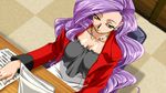  breasts jewelry kimura_takahiro large_breasts long_hair mini_skirt miniskirt necklace on_air purple_hair skirt white_skirt 