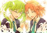  ahoge green_hair hibino_hibiki katsuragi_chikagi kon_manatsu multiple_girls orange_hair short_hair twintails type-moon 