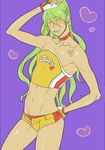  bad_id bad_pixiv_id blush choker crossdressing green_hair groin hand_on_hip hand_on_own_head heart highlights long_hair looking_at_viewer makishima_yuusuke male_focus midriff mole multicolored_hair navel orange_hair purple_background saida_nika short_shorts shorts skin_tight sleeveless solo strapless tubetop two-tone_hair unbuttoned wavy_hair yowamushi_pedal 