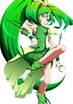  bike_shorts cure_march dress eyelashes green_dress green_eyes green_hair green_legwear green_skirt hair_ornament highres leg_warmers long_hair looking_at_viewer magical_girl midorikawa_nao ponytail precure serious shorts shorts_under_skirt simple_background skirt smile_precure! solo tri_tails white_background wrist_cuffs zielgigas 