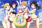  animal_ears beach bikini bunny_ears gochuumon_wa_usagi_desu_ka? hoto_kokoa kafuu_chino kirima_sharo scan sky swimsuit tagme_(artist) tedeza_rize ujimatsu_chiya 