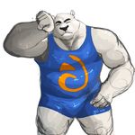  anthro bear biceps big_muscles bin black_nose bulge clothing eyes_closed fur hand_on_hip male mammal muscles pecs plain_background polar_bear raised_arm solo standing sweat tight_clothing white_background white_fur wrestling_singlet 