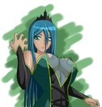  big_breasts blue_hair breasts female friendship_is_magic green_eyes hair human humanized long_hair mammal my_little_pony queen_chrysalis_(mlp) solo zantyarz 