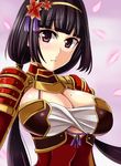  1girl armor black_hair breasts cleavage hair_ornament ii_naotora large_breasts long_hair megane_man mole sengoku_musou solo warrior 