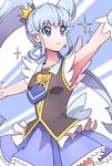 blue blue_background blue_eyes blue_hair blue_skirt crown cure_princess earrings eyelashes hair_ornament hair_ribbon happinesscharge_precure! jewelry long_hair looking_afar magical_girl naokado precure ribbon serious shirayuki_hime shirt skirt solo thighhighs thighs twintails vest wrist_cuffs 