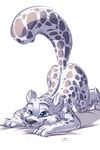  ass_up bed blue_eyes carrot_(artist) cat cute feline leopard mammal plain_background smile snow_leopard solo young 