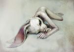  female fingernail_polish fur lagomorph mammal nude pensive photo-realistic rabbit ryohei_hase solo white_fur 