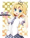  :d alternate_hair_color blonde_hair blue_eyes blue_hair chibi gochuumon_wa_usagi_desu_ka? green_hair hoto_cocoa kafuu_chino kirima_sharo long_hair minigirl multiple_girls necktie ominaeshi_(takenoko) open_mouth pink_hair plaid plaid_neckwear plaid_skirt puffy_short_sleeves puffy_sleeves purple_hair school_uniform short_hair short_sleeves skirt smile tedeza_rize tedeza_rize's_school_uniform tippy_(gochiusa) tray ujimatsu_chiya 