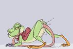  amphibian anthro anus ass_up autocunnilingus carrot_(artist) cum cunnilingus drooling female female_ejaculation frog long_tongue looking_back masturbation open_mouth oral oral_sex penetration plain_background pussy_juice saliva scarf sex smile solo tongue tongue_out vaginal vaginal_penetration 