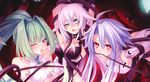  black_heart blanc bodysuit bondage breasts cleavage green_heart hyperdimension_neptunia hyperdimension_neptunia_mk2 noire torn_clothes tsunako vert white_heart 