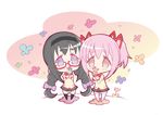  akemi_homura black_hair black_legwear bow braid chibi flower food glasses hair_ribbon hairband ice_cream kaname_madoka long_hair mahou_shoujo_madoka_magica mikunido202 multiple_girls panties pantyshot pink_eyes pink_hair purple_eyes red-framed_eyewear ribbon school_uniform semi-rimless_eyewear short_hair short_twintails simple_background skirt thighhighs tongue tongue_out twin_braids twintails under-rim_eyewear underwear white_background white_legwear 