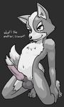  ? animal_genitalia anthro balls barefoot black_nose canine canine_penis dialog english_text erection fur hair happy hi_res kneeling knot looking_up male mammal megalucario_(artist) mohawk navel nintendo nude on_floor penis purple_eyes scar short_hair sitting smile solo star_fox text video_games wolf wolf_o&#039;donnell wolf_o'donnell 