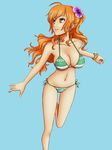  1girl bikini fishman_island flower nami nami_(one_piece) one_piece orange_hair simple_background swimming swimsuit 