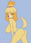  animal_crossing anthro areola big_breasts breasts butt canine cute dog female huge_breasts isabelle_(animal_crossing) looking_at_viewer mammal nintendo nipples silentpon3 solo topless video_games 